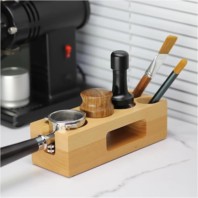 Walnut Wood Coffee Filter Holder, Espresso Tamper Mat Stand, Coffee Maker Support Base Rack, Barista Accessories(Left)