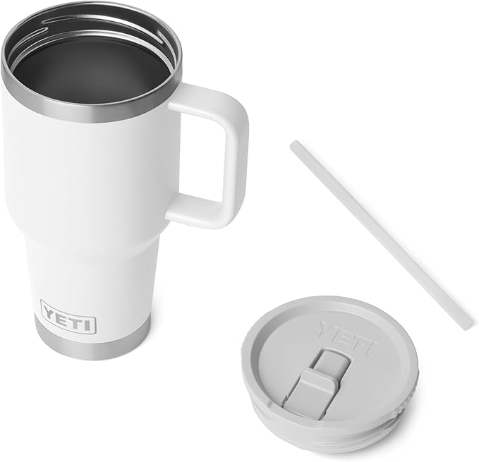 YETI Rambler 30 oz Travel Mug with Flip Straw Lid – Stainless Steel, Vacuum Insulated, Leakproof, Cup Holder Friendly