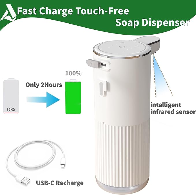Automatic Soap Dispenser, Touchless Foaming Soap Dispenser Bathroom,Upgrade Hand & Dish Electric Dispenser 4-Level Adjustable Waterproof Wall Mount Kitchen Auto Soap Pump for Thin & Thick Liquid