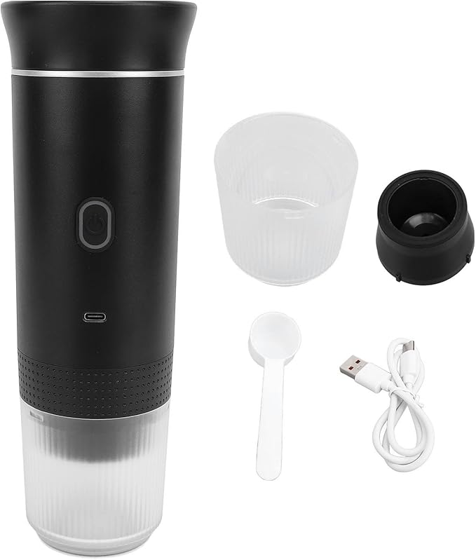 Asixxsix Portable Maker, Rechargeable 2500mAh Battery One Button Operation Travel Coffee Maker, Camping with Rich Flavor Extraction for Travel Office Household (Black)
