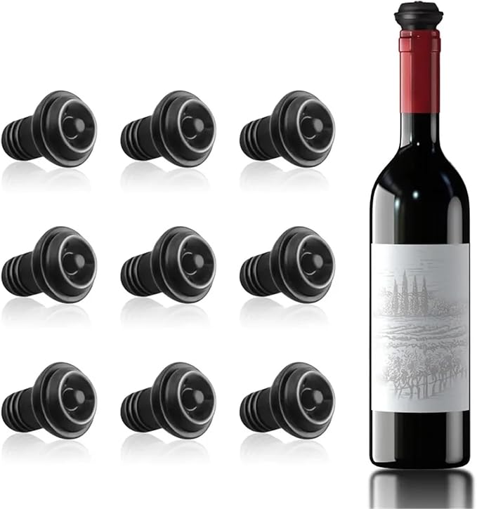 Wine Stoppers 30pcs Black Wine Stoppers - Vacuum Reusable Leak-Proof for Most Pumps