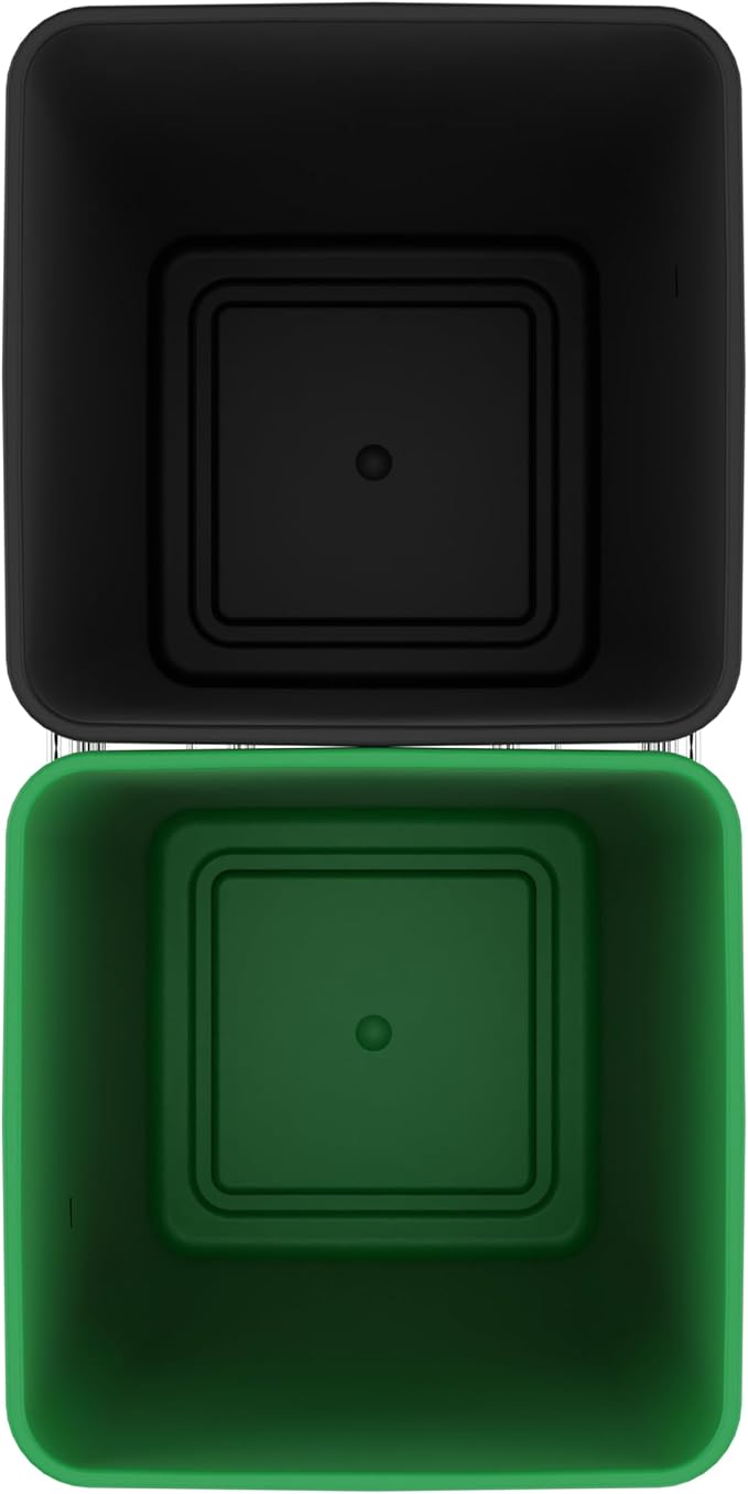 Rev-A-Shelf Pullout Trash Can for Kitchen Cabinets 27 Qt Garbage Recycling Bin with Full Extension Slide, Green/Black, RV-15KD-1918C-S