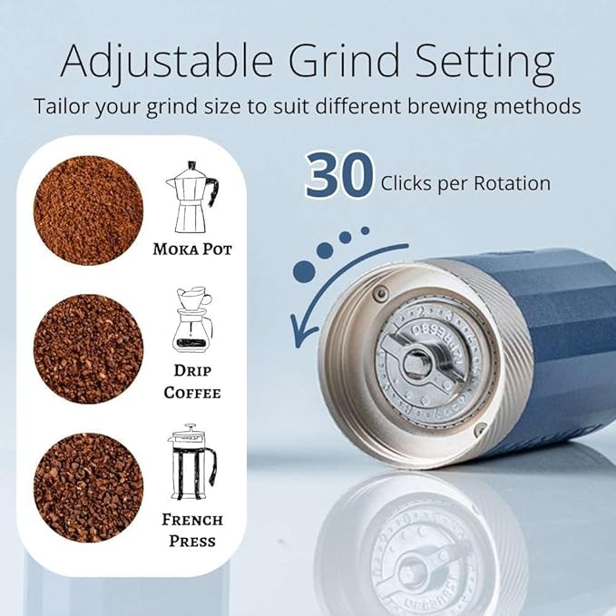 1Zpresso Q Air Manual Coffee Grinder-Purple, Mini Slim Travel Sized Fits in the plunger, Stainless Steel Conical Burr, Numerical Adjustable Setting for Pour Over French Press Cold Brew