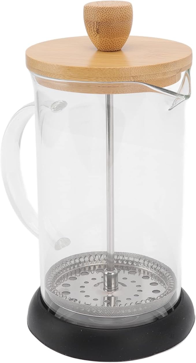 Heat Resistant Hand Brewing Filter French Press Borosilicate Borosilicate Tea Cafe Brewing Pot for Office Use (600ml Bamboo Cover)