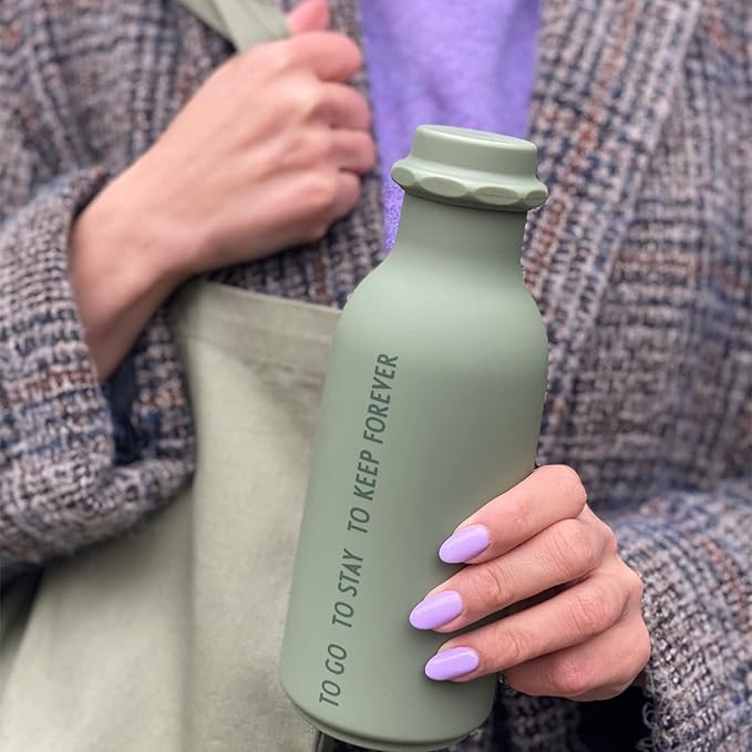 Design Letters To Go Water Bottle 17 Oz | Vintage Drinking Bottle Unbreakable | Milk Container Shape Bottle Leakproof, BPA/BPS Free, Drop Safe | Drinking Jar Bottles for Kid, Adult| Titan Water Bottle
