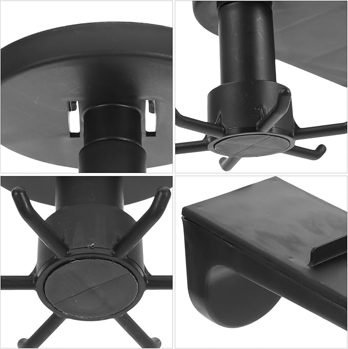 Uonlytech 2pcs Wall Mounted Kitchen Utensil Hooks 360° Rotating Six-Claw Non-Punch Storage Hangers Under Cabinet Hanging Organizer Black for Kitchen Storage