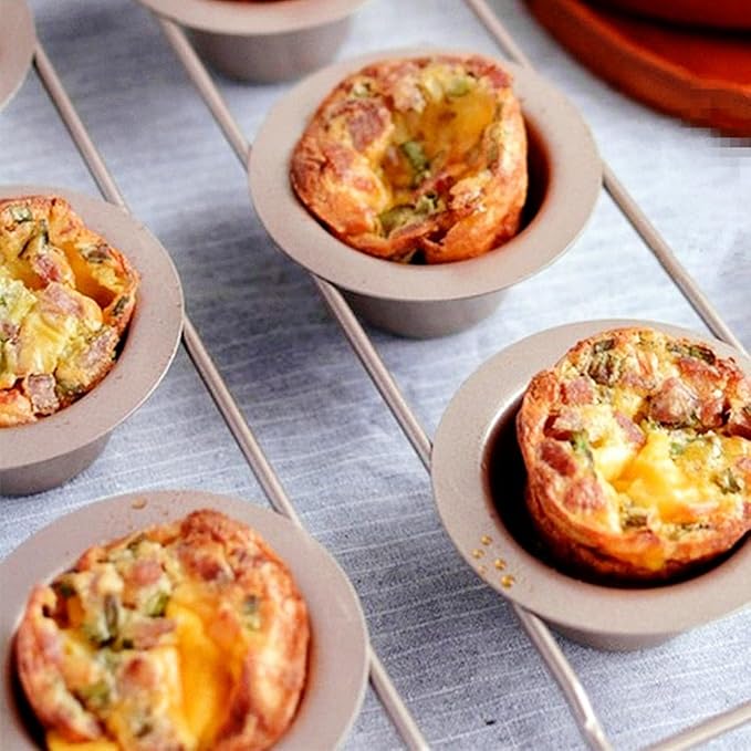 12-Cavity Popover Pan Non-Stick Yorkshire Muffin Puddings Cake Quiches Cupcake Mold Bakeware for Oven Baking (Champagne Gold)