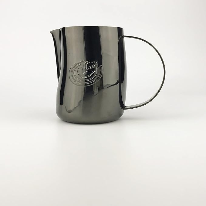 Barista Swag Curved Body Coffee Milk Frothing Cup for Espresso Machines Latte Art 500ml Steaming Pitchers (Mirror Black)