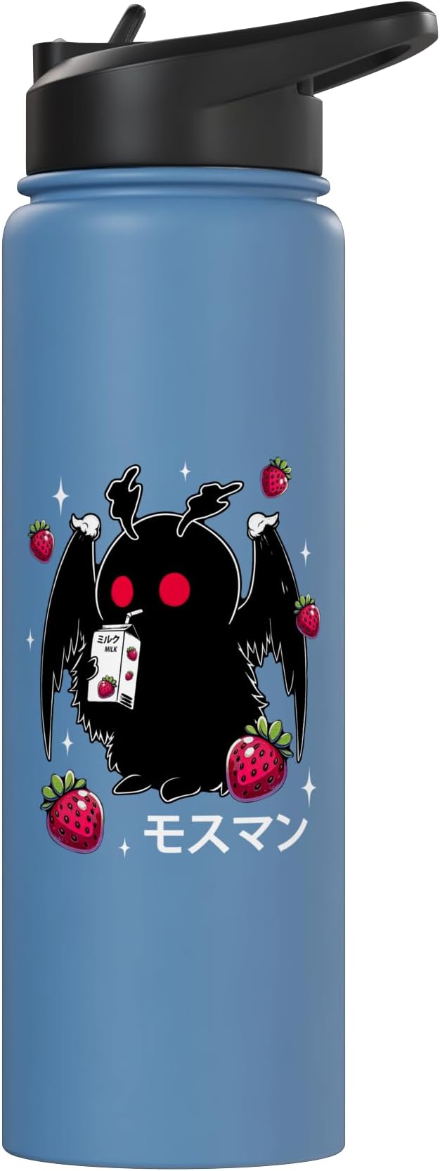 Mothman Cryptid Kawaii Strawberry Milk Shake Carton Stainless Steel Insulated Water Bottle