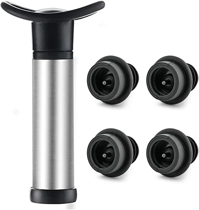 Wine Stopper 4 SET Bar Household Stainless Steel Red Wine Stopper Vacuum Pump