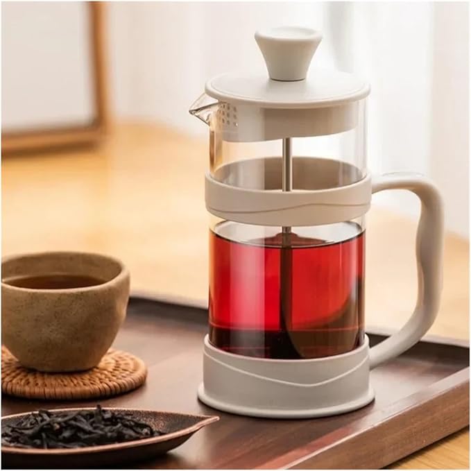 Transparent Glass French Press Pot Heat-resistant Coffee Teapot Filter Cup Hand Punch Cold Brew Pot Household Office Coffee Cups(1pcs1L)