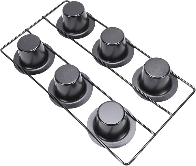 6 Cup Popover Pan for Baking Deep Non Stick Sturdy Carbon Steel Bakeware for Yorkshire Pudding Muffins Popovers