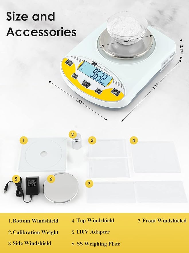 CGOLDENWALL Lab Scale 3000gX0.01g Analytical Electronic Balance Digital Laboratory Scale Precision Jewelry Scales Kitchen Weighing Scales 0.01g Calibrated 110V (3000g, 0.01g)