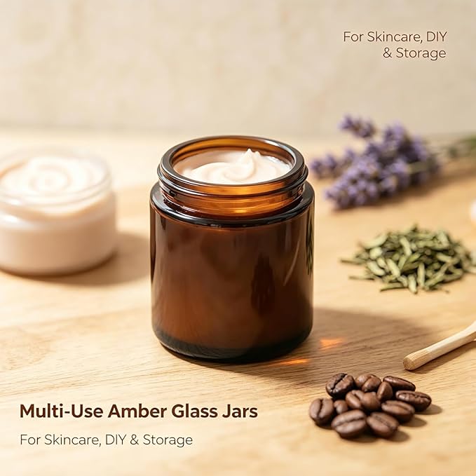 QAPPDA 8oz Amber Candle Jars Set of 30,Round Glass Jars with Black Lids,Empty 250ml Glass Candle Making Jar Bulk Thick Small Food Storage Jar for Spice,Candy,Powder