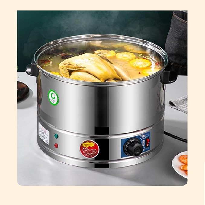 Electric Food Steamer, 3-Tier Stainless Steel, Thermostatically Controlled for Automatic Heating, Ideal for Healthy Cooking and Breakfast,40