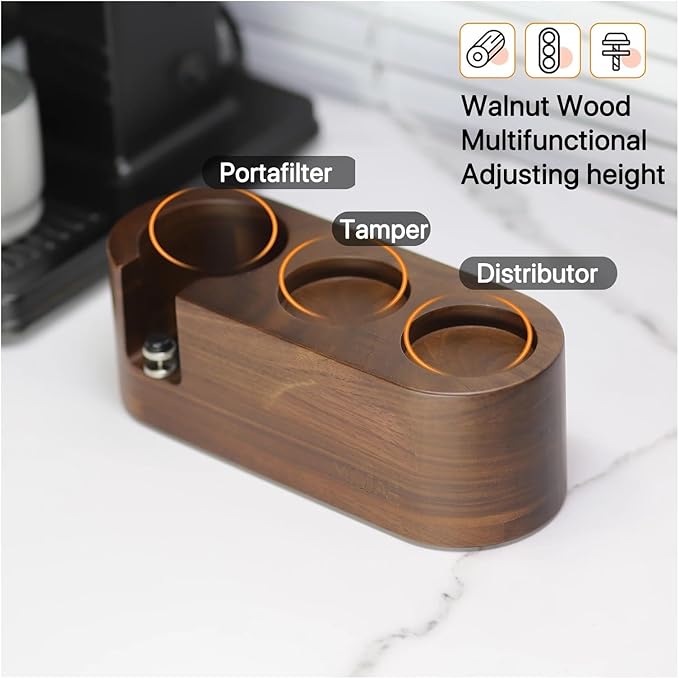 Walnut Wood Coffee Filter Holder, Espresso Tamper Mat Stand, Coffee Maker Support Base Rack, Barista Accessories(Right)
