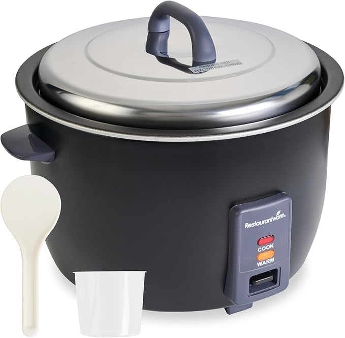 Restaurantware Commercial Rice Cooker 60 Cup Heavy-Duty Steel Industrial Rice Warmer With Nonstick Interior Black Ideal For Catering And Buffet Use