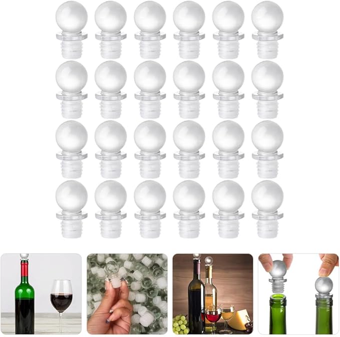 UPKOCH 24pcs Glass Stoppers for Wine Perfume Convenient Sealing Caps Portable Versatile Design Great for Home Decor Freshness Maintenance for Bottles