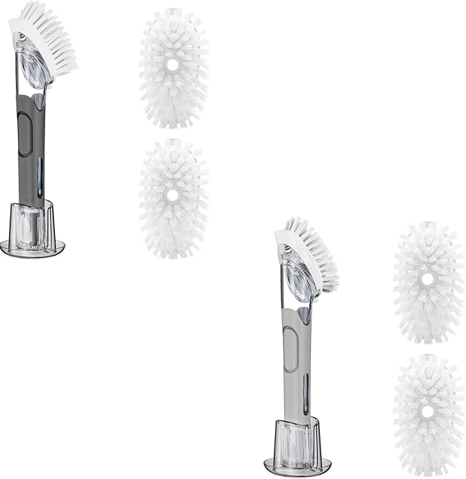 Soap Dispensing Replacement Dish Brush Storage Set