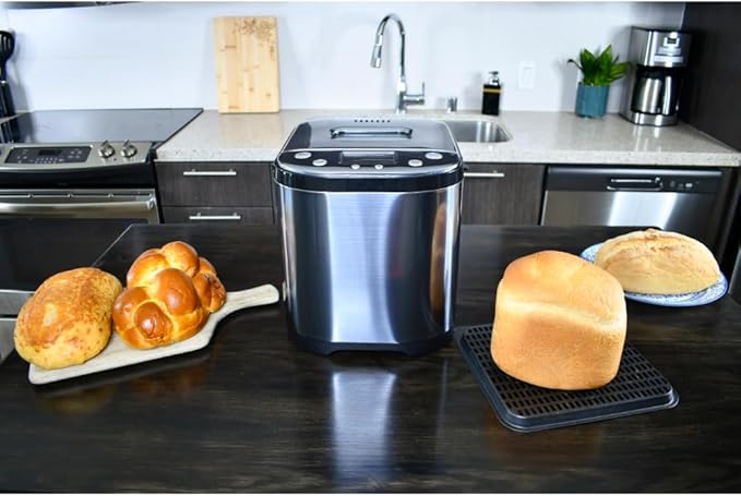 CULINARY CHEF Bread Maker Machine with Nonstick Bowl, Bread Hook, Measuring Cup & Spoon. 15-in-1, Gluten-Free Bread, Cake& Yogurt, 3 Crust Colour options and more.t3 Loaf Sizes. 2LB XL-Stainless Steel