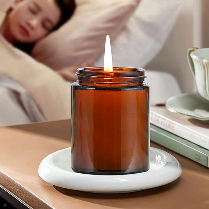 QAPPDA 8oz Amber Candle Jars Set of 30,Round Glass Jars with Black Lids,Empty 250ml Glass Candle Making Jar Bulk Thick Small Food Storage Jar for Spice,Candy,Powder