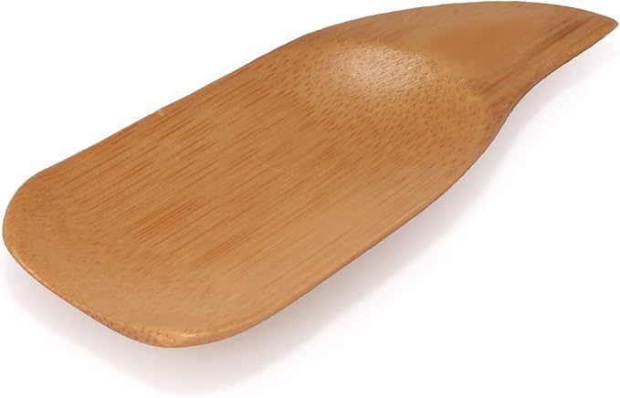 BambooMN - 4" Small Solid Bamboo Curved Handle Scoop, 30pcs