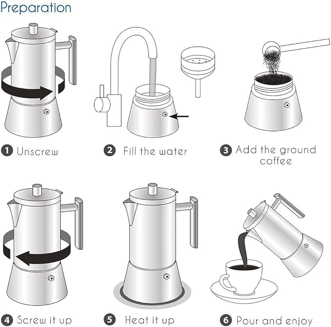 Easyworkz Pedro Stovetop Espresso Maker 6Cup 300ml, Bundled Espresso Steaming Pitcher Stainless Steel 15 oz Coffee Frothing Picther Milk Jug Cappuccino Latte Art Cup
