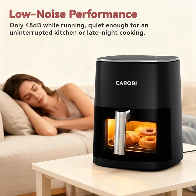 CARORI 6QT Air Fryer with Viewing Window, 12 Cooking Presets, 1700W Fast & Even Cooking, Max 400℉ Crisping, Bake, Roast, Reheat & Dehydrate, Large Nonstick Basket, Dishwasher Safe