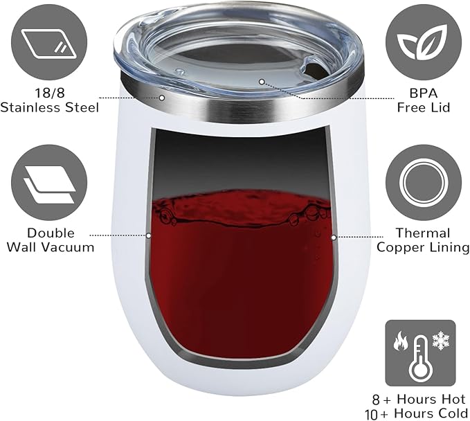 MEWAY 12oz Wine Tumbler Mix Color 8 Pack Bulk Gifts for Women, Vacuum Stainless Steel Travel Mug with Lid,Insulated Stemless Wine Cup Glass for Coffee,Cocktails,Drinks(Mix,Set of 8)