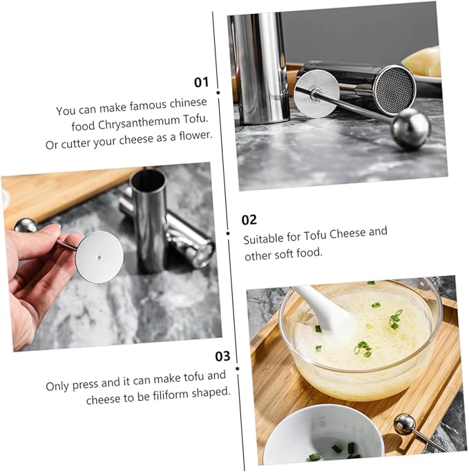 2 pcs Stainless Steel Tofu Cutter Press Mold Manual Shredder for Easy Tofu Cheese Shaping for Chrysanthemum Homemade Dishes Practical Kitchen Tool