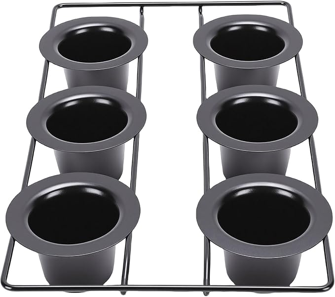 6 Cup Popover Pan, Non Stick Carbon Steel Bakeware, Wire Rack Baking Pan with Even Baking Function, Ideal for Popovers & Muffins