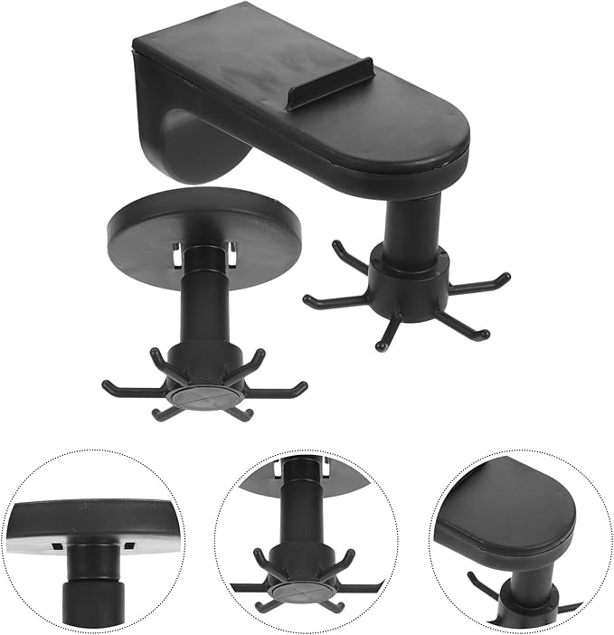 Uonlytech 2pcs Wall Mounted Kitchen Utensil Hooks 360° Rotating Six-Claw Non-Punch Storage Hangers Under Cabinet Hanging Organizer Black for Kitchen Storage