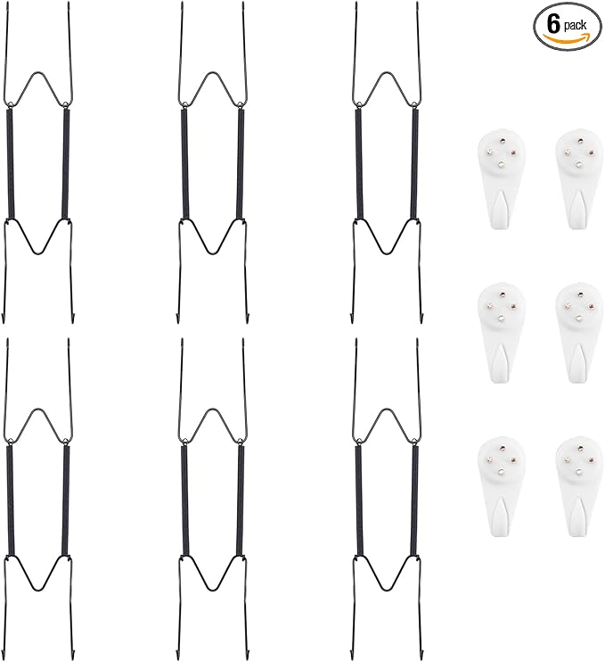 Bilillo 6 Pack Plate Hangers for The Wall, Suitable for 9-11 Inch Decorative Plate,Invisible Heavy Duty Wire Plate Holder with Wall Hooks, Plate Hangers for Displaying Plates, Platter, Dish (Black)