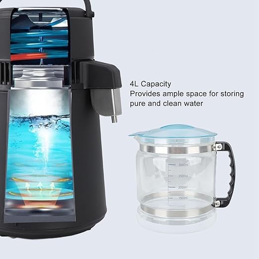 4L Glass Distiller Water Container, Pure Water Collection Bottle Replacement for Countertop Distillers, Easy Clean Wide Mouth Design