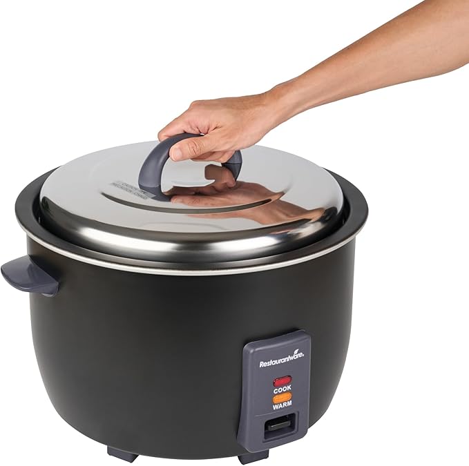 Restaurantware Commercial Rice Cooker 60 Cup Heavy-Duty Steel Industrial Rice Warmer With Nonstick Interior Black Ideal For Catering And Buffet Use
