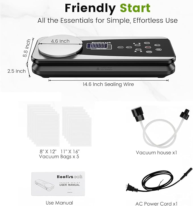 Vacuum Sealer Machine for Food,85kpa Automatic 10-in-1 Food Sealer Vacuum Sealing for Dry&Moist Saver, Food Storage Vacuum Machine with Scale,Cutter,Air Suction Hose,Pulse Function,10 Vacuum Bags