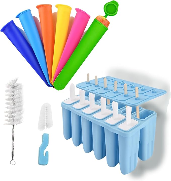 6 pcs Popsicles Molds with Brush and 6 pcs Popsicle Ice Cream Molds with 50 Sticks
