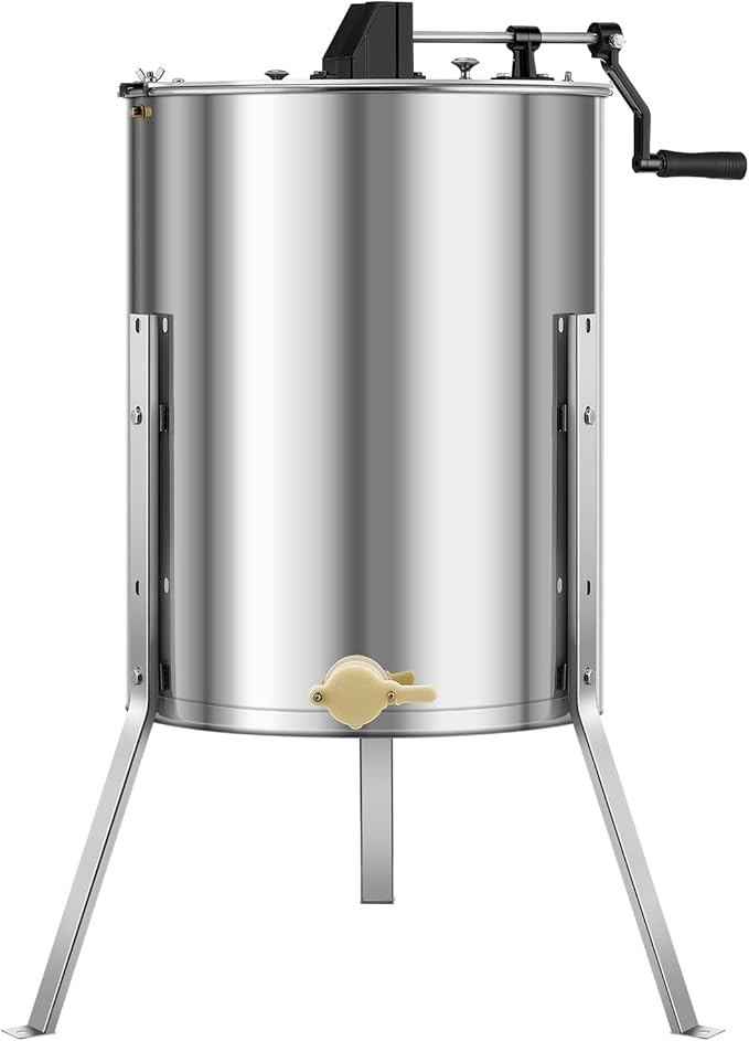 VEVOR Honey Extractor, 4/8 Frame Manual Honey Extractor with Transparent Lid, Stainless Steel Honeycomb Drum Spinner with Height Adjustable Stand, Honeycomb Extraction Equipment for Beekeeping