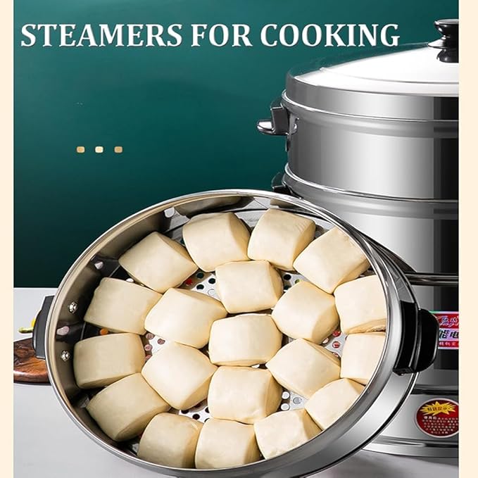 Electric Food Steamer, 3-Tier Stainless Steel, Thermostatically Controlled for Automatic Heating, Ideal for Healthy Cooking and Breakfast,40