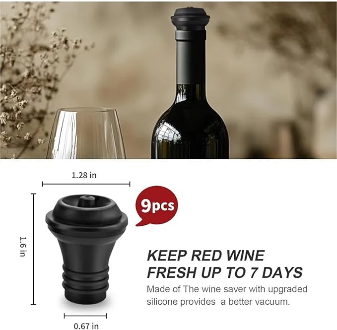 Wine Stoppers 30pcs Black Wine Stoppers - Vacuum Reusable Leak-Proof for Most Pumps