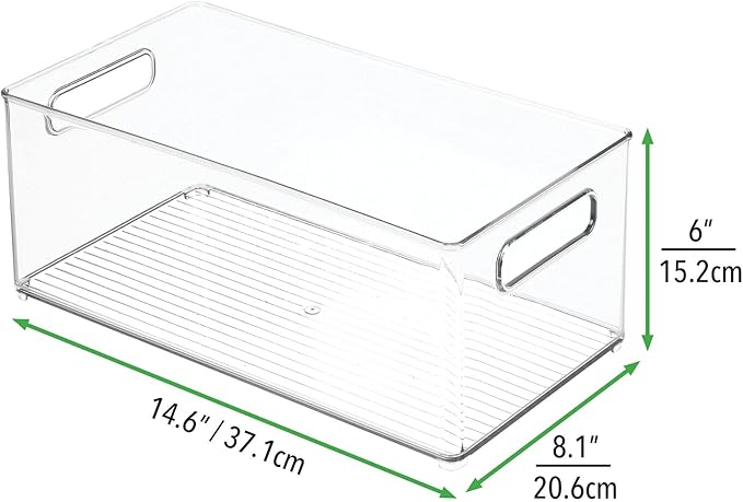 mDesign Deep Plastic Storage Organizer Container Bin, Bath and Shower Organization for Cabinet, Cupboard, Shelves, Counter, or Closet - Holds Shampoo, Vitamins, Ligne Collection, 2 Pack, Clear