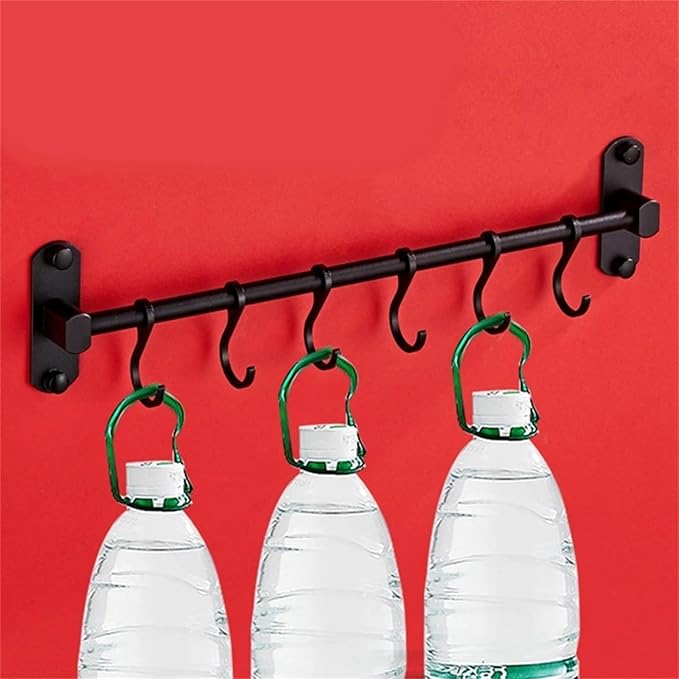 Kitchen Rail with 8 Hooks, 20 Inch Wall Mounted Hanging Utensil Rack Kitchen Utensil Hanger for Kitchen