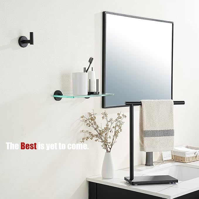 JQK Bathroom Glass Shelf Black, Tempered Glass Shower Storage 12 by 5 inches, 304 Stainless Steel Matte Black Wall Mount, TGS101L12-PB