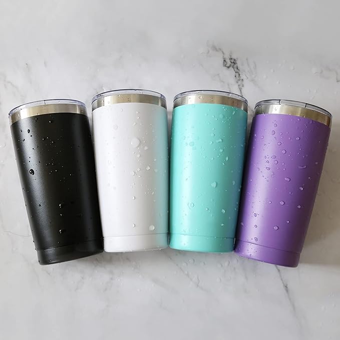 25 pack 20 oz Stainless Steel Insulated Tumbler with Straw and Lid, Double Wall Travel Coffee Mug Vacuum Insulated Bulk Tumbler, Suitable for Vehicle Cup Holders Black