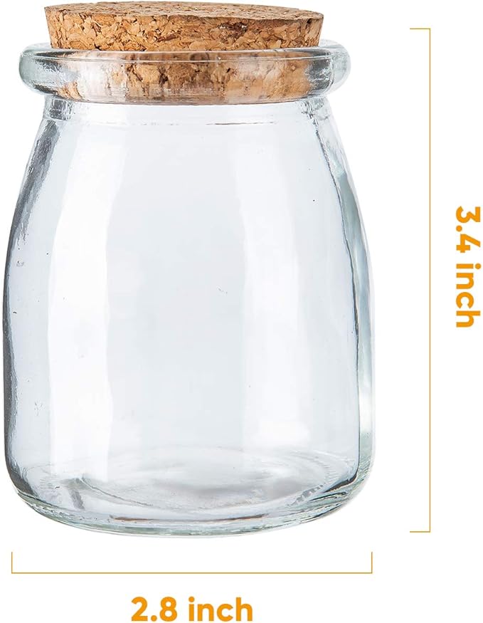 Mini Yogurt Jars 30 Pack, 7 oz Glass Favor Jars with Cork Lids, Pudding Containers with Lids, Mason Jar Wedding Favors Honey Pot with Label Tags and String