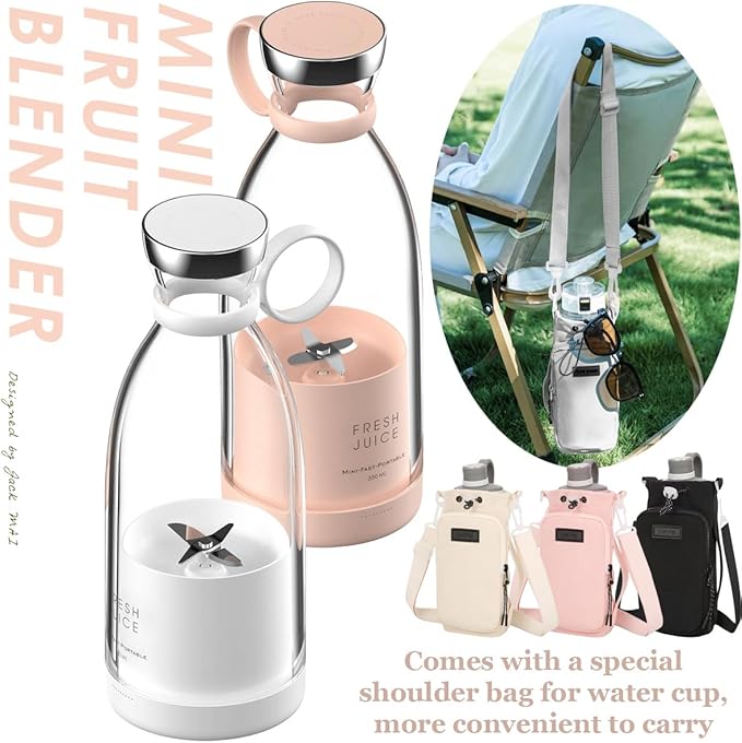 Upgraded Fresh Juice Blender Bottle Portable, Juicer Portable Blender Shake, 380ML USB/Magnetic Charging for Shakes and Smoothies, with Travel Cup and Lid (White,USB charging)
