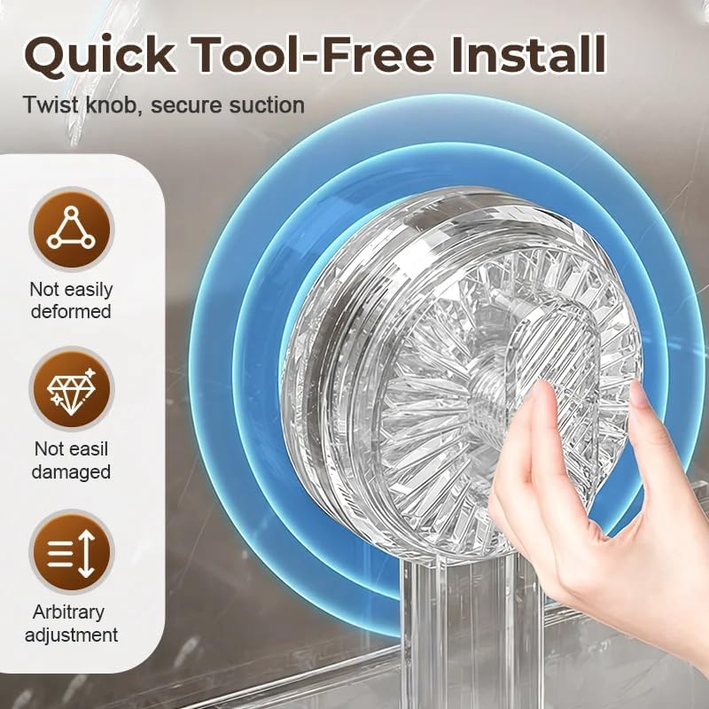 Universal Removable Faucet Storage Rack, No-Drill Bathroom Suction Storager Box, Thickened And Widened Panel Design, Water Automatically Drains Away, For Bathroom Kitchen (Black)
