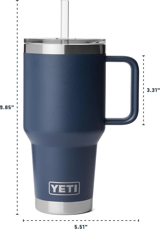 YETI Rambler 35 oz Straw Mug 2.0 - Double-Wall Vacuum Insulation for Cold Beverages – Dishwasher Safe – Cupholder Compatible – Reusable Straw – Comfortable Grip Handle – Travel Mug - White
