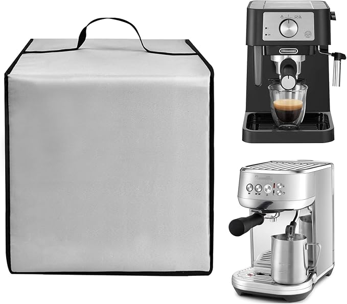 Dust Cover for Plus Espresso Machine BES500BSS Stainless Steel Dust Covers for De'Longhi Stilosa Manual Espresso Machine EC260BK Heavy Duty Waterproof Protective Cover Case (Silver)