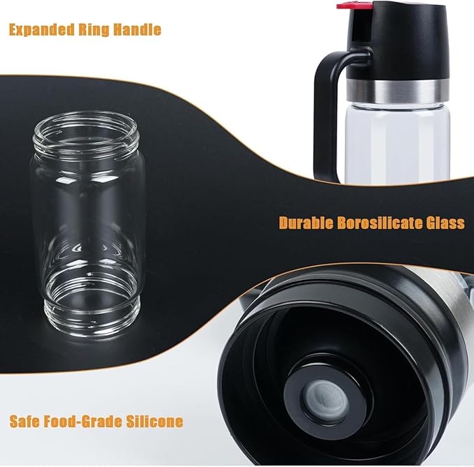Honey Dispenser No Drip with Base 2026 New Upgrade, 12OZ Glass Honey Jar pot with Handle, Syrup Dispenser for Coffee or Tea, Mess Free Honey Dispenser for Honey and Syrup (Black)